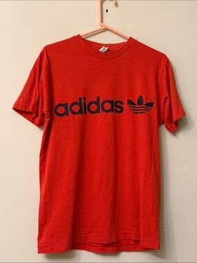 adidas Red Short Sleeve Tee with Black Trefoil Logo